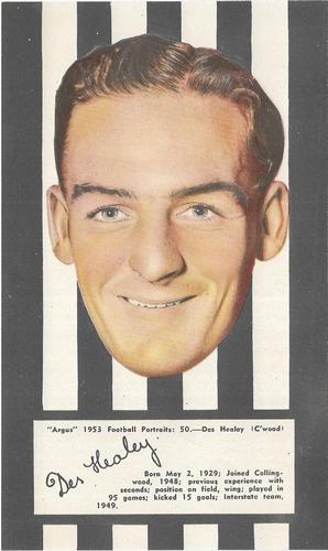 1953 Argus Football Portraits #50 Des Healy Front